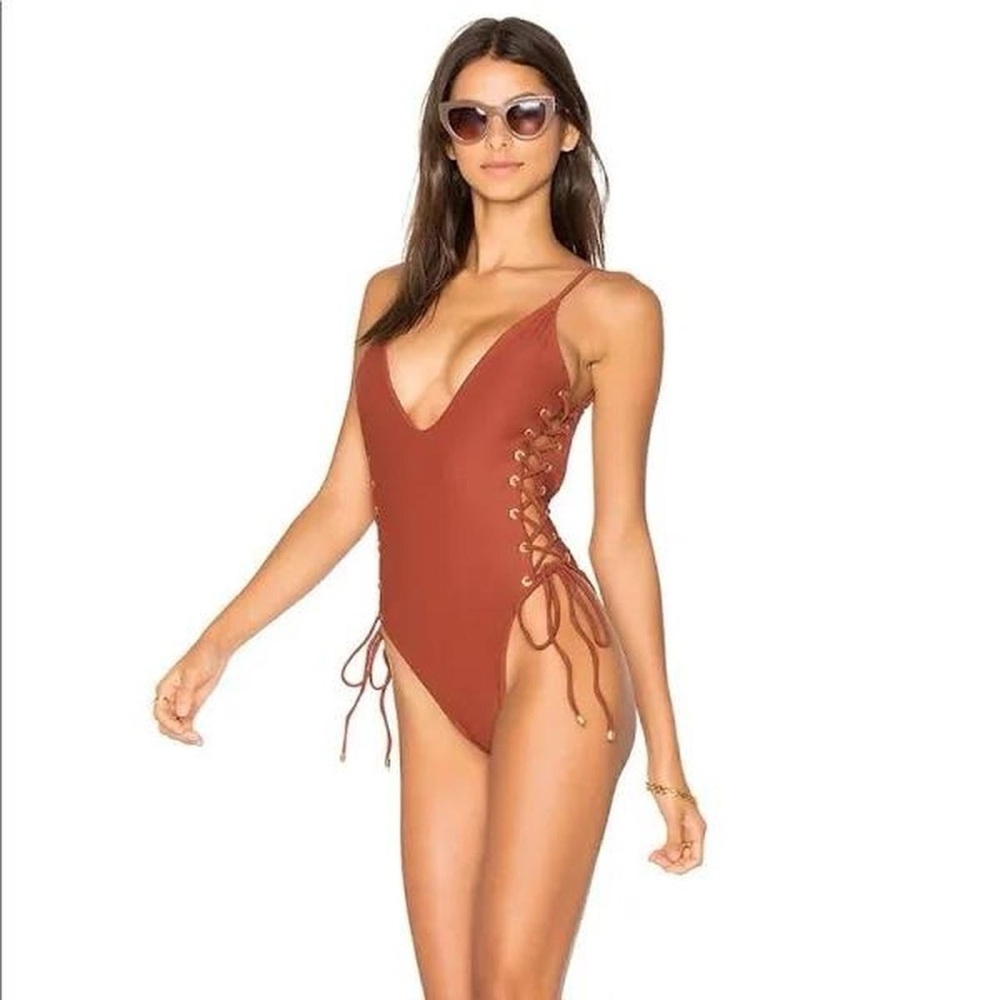 Blue Life Planet Blue Roped Up One Piece Swimsuit